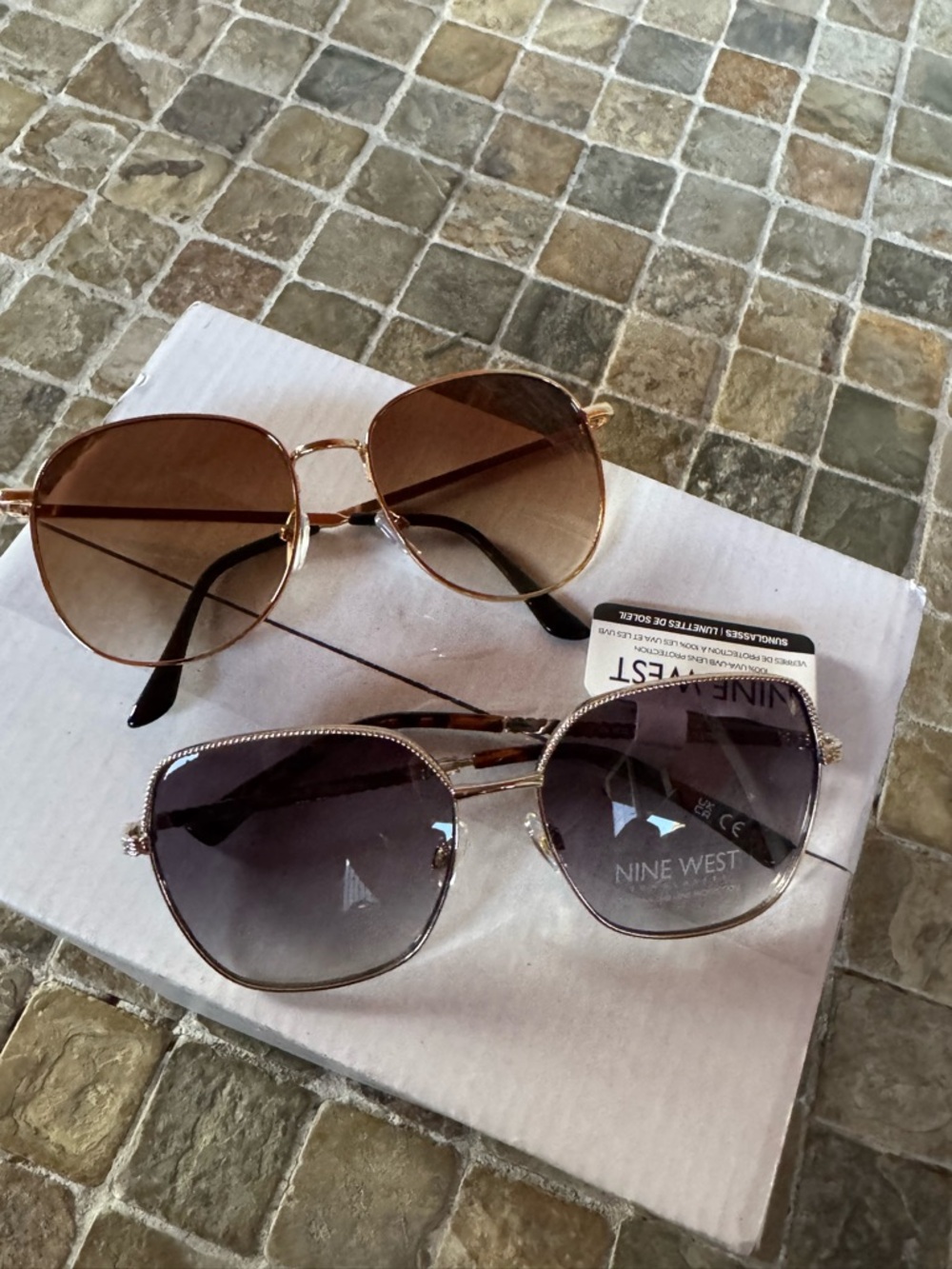 Nine West Women’s Brown and Gray Gradient Round & Square Sunglasses Duo